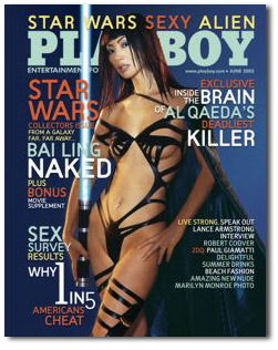 Dank Akimbo auf dem US-Playboy-Titel in den Episode III Schlagzeilen